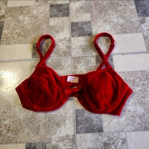 Victoria's Secret Vintage Velvet Bra 34B Red Padded Underwire romantic lingerie